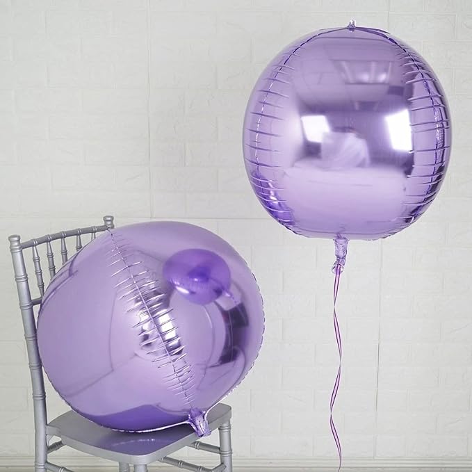 6Pcs Purple Round Foil Balloons, Giant 4D Round Ball Balloon, 22 Inch Metallic - Image 4