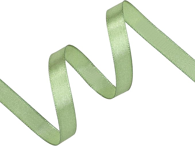 Sage Green Satin Ribbon 3/8 inch X Continuous 25 Yards, Single Face Polyester - Image 2