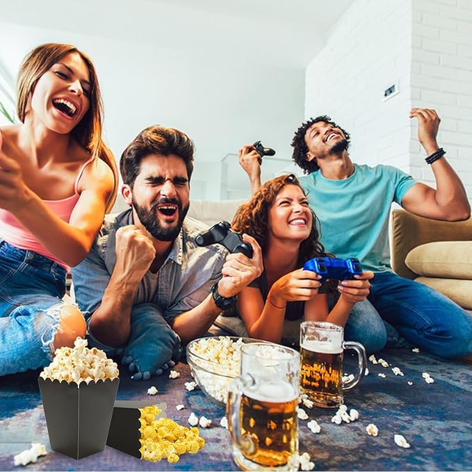 CertBuy 200 Pcs Black Popcorn Boxes, Paper Popcorn Bags, Cardboard Popcorn - Image 7