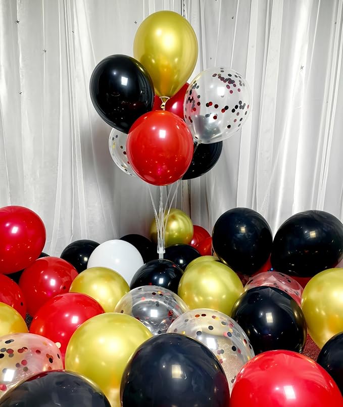 300 Pack Red Black and Gold Balloons 12 Inch Red Black Gold Confetti Balloon - Image 4
