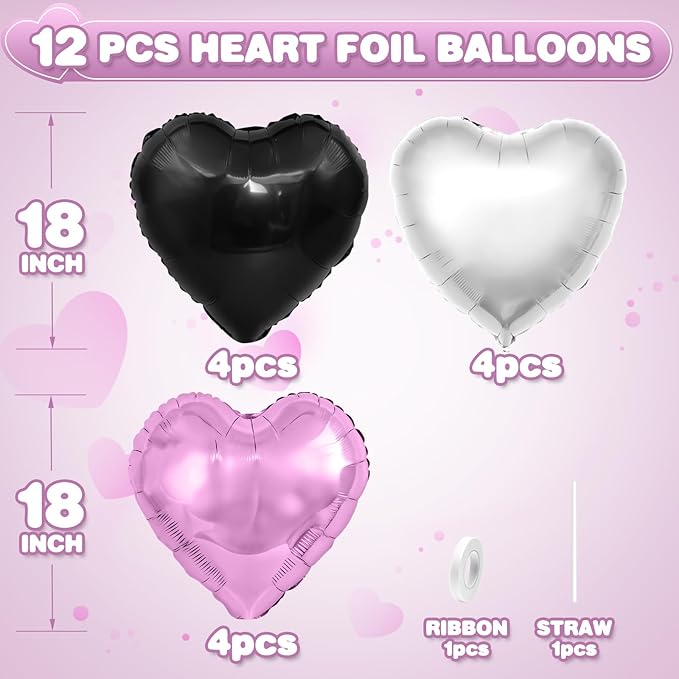 Black Purple Silver Heart Balloons - Image 2