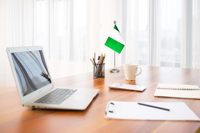 Nigeria Nigerian Deluxe Desk Flag Set Small Mini Miniature Nigeria Nigerian - Image 3