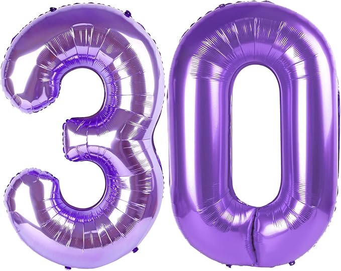 Purple Number 30 Balloon 40 Inch Birthday Decorations, Number 30 Balloon by Upgesy