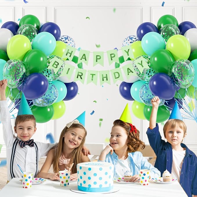 60pcs Blue and Green Balloons 12inch - Image 5