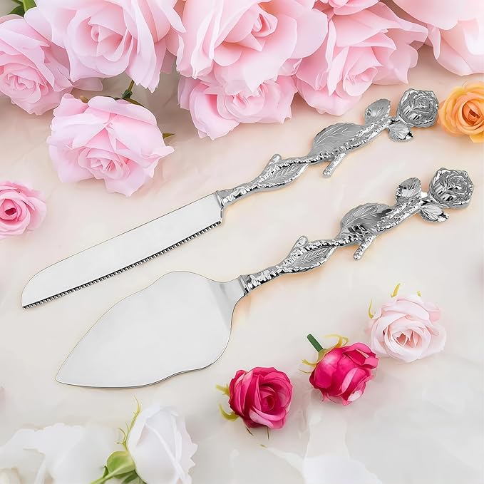 Personalized Wedding Cake Knife and Server Set, Custom Name/Date Cake Cutting - Image 2