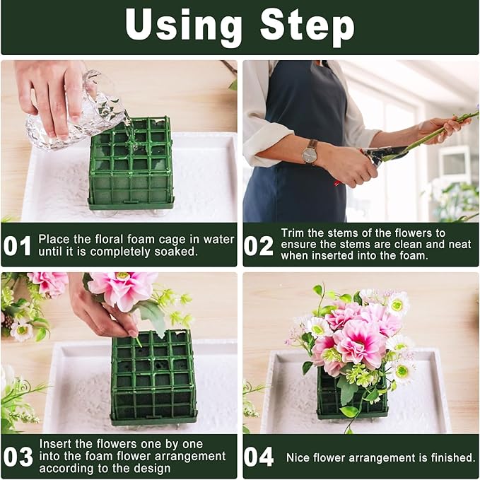 Krijues 2 Pcs Floral Foam Cage for Flowers for Christmas DIY Crafts, Square - Image 4