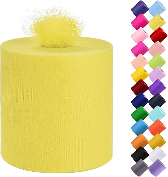 Tulle Fabric Roll, 6” by 200 Yards Tulle Organza Fabric Spool by ICOSHOW