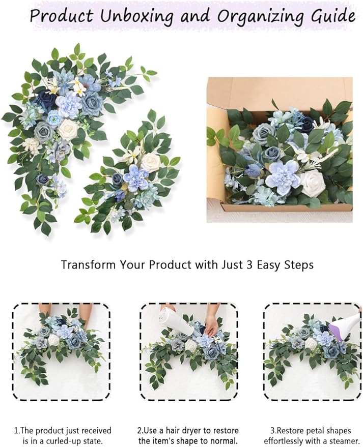 Pack of 2 Artificial Flowers for Backdrop Decoration, Wedding Arch Flowers - Image 7