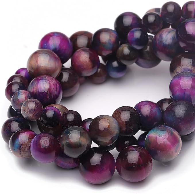 6mm Natural Stone Beads for Jewelry Making, Galaxy Tiger Eye Polished Smooth by ChicagerGemstoneBeads
