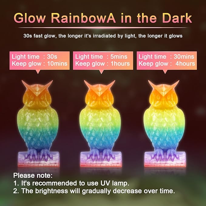 YOUSU PLA Filament Glow in The Dark Multicolor，Rainbow PLA Filament, Gradient - Image 3