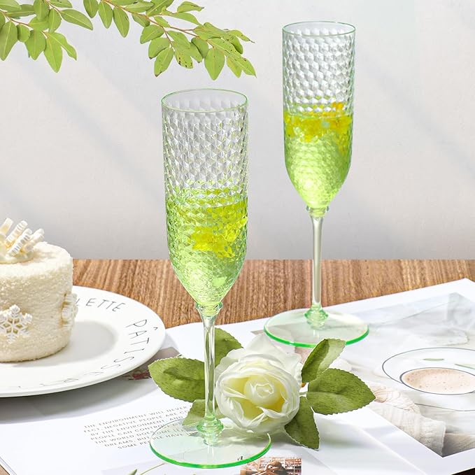 XUWAIDSGN 48 Pack Green Detachable 2 piece Champagne Flutes 5.5 Oz Unbreakable - Image 4