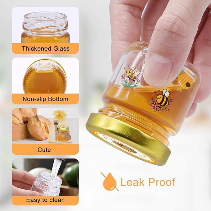 126 Pcs 1.5 oz Mini Round Glass Honey Jars - Image 2