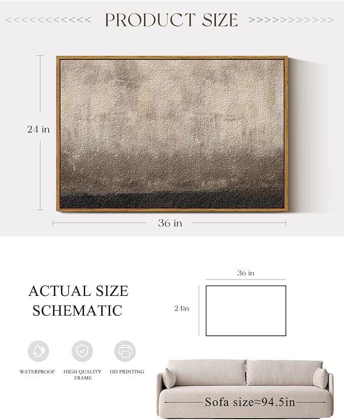 ARPEOTCY Large Framed Canvas Wall Art, 24x36 Inch, Modern Minimalist Abstract - Image 2