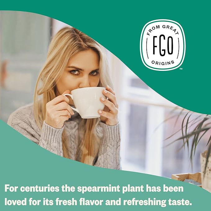 FGO Organic Spearmint Leaf Tea, Eco-Conscious Tea Bags, Caffeine Free, - Image 6