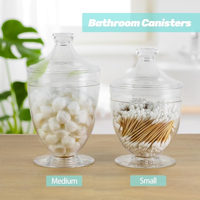 Acrylic Apothecary Jars with Lids, 3-Piece Vanity Organizer Canisters, Storage - Image 5
