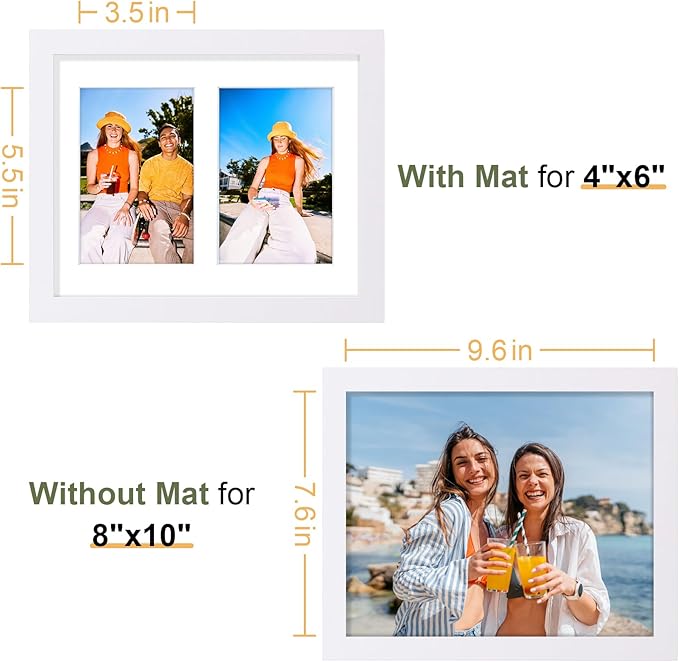 Vittanly 8x10 Collage Picture Frame, Displays 2Pcs 4x6 Pictures - Image 2