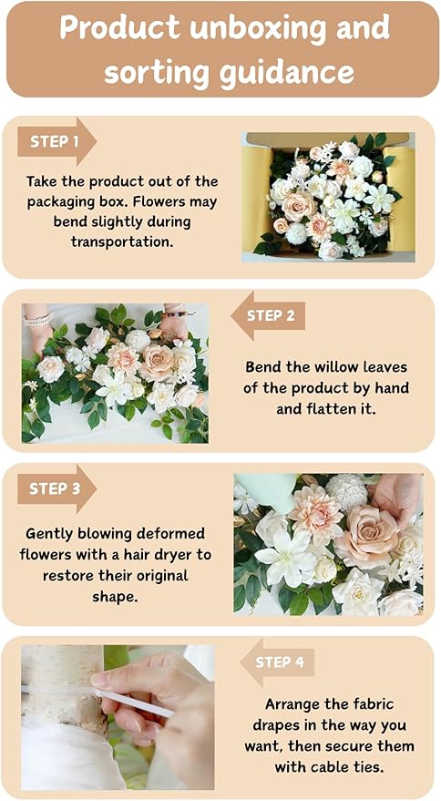 Artificial Wedding Arch Flowers Kit, Ceremony Decoration, Floral Outdoor Party - Image 5