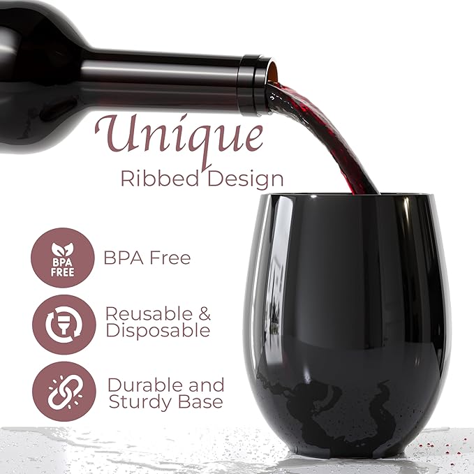 Exquisite 48 Pcs Unbreakable Stemless Plastic Wine Glasses Disposable Wine - Image 3