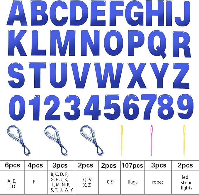 TaoBary 112 Pcs DIY Letter Custom Banner Glitter Customizable Banner Kit - Image 2