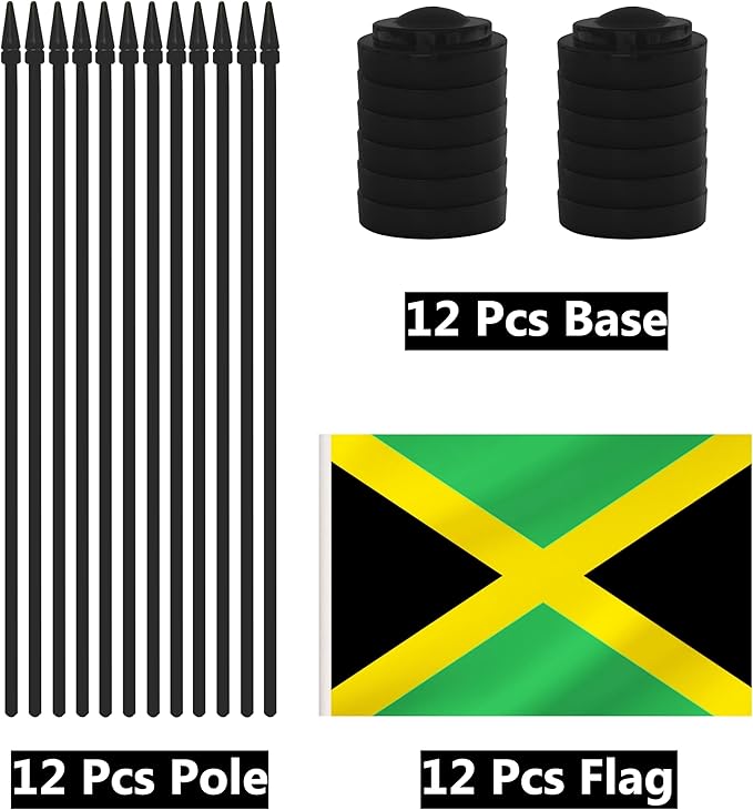 12 Pack Jamaica Desk Flags, Jamaican Desktop Flag, Small Miniature Office Flags - Image 3