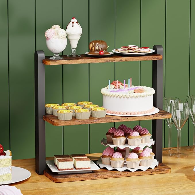 KLM Cupcake Stand, 3 Tier Stepped Wood Display Stand - Image 7