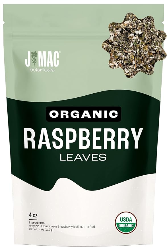 J Mac Botanicals Organic Raspberry Leaves, loose leaf tea 4 ounce by JMACBOTANICALS