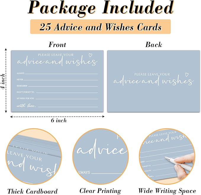 25 Advice and Wishes Cards, Minimalism Blue Fill-In Advice Cards - Image 2