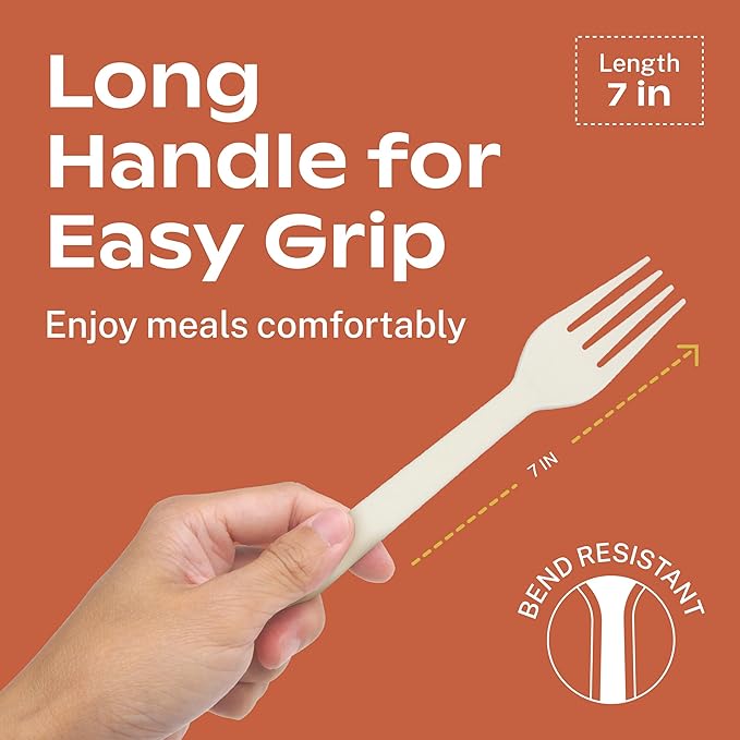 CORAL Ivory White 100% Compostable Spoons & Forks Set - Image 3
