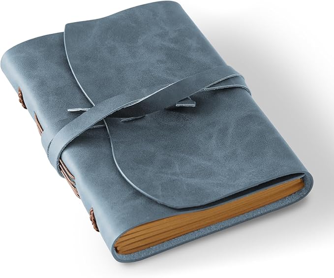 Leather Journal Notepad, Small Notebook 4.8x6.5 Inches, Mini Journal, Retro by RILIHO