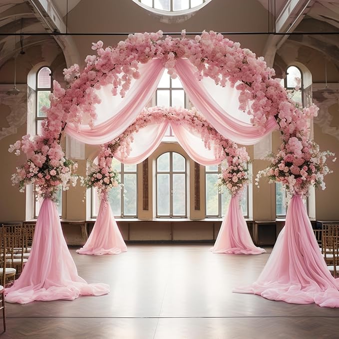 Wokceer Blush Pink Wedding Arch Draping Fabric Backdrop 3 Panels 28.7" X 20FT - Image 7