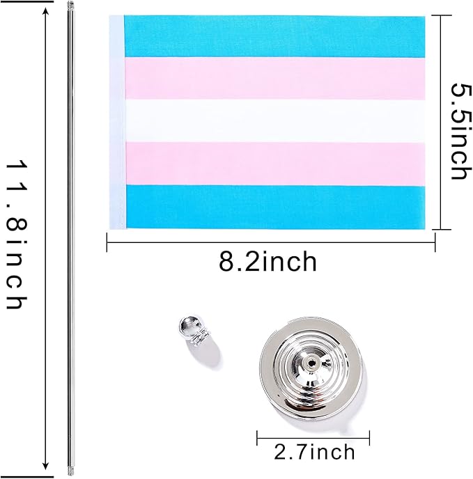 ZXvZYT 2 Pack Pride Rainbow Transgender flag Trans table flag, Small Mini LGBT - Image 2