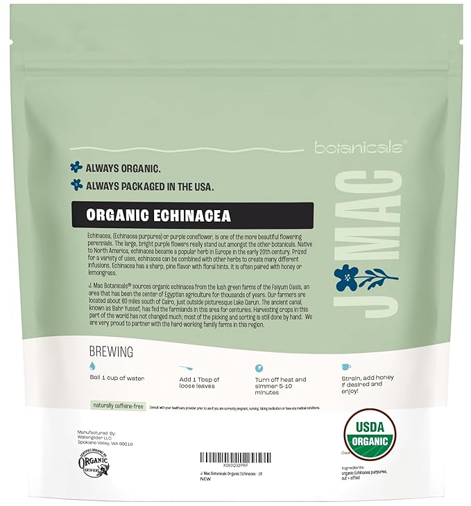 J Mac Botanicals, Organic Echinacea Herb & Sifted, Echinacea Purpurea, Organic - Image 9