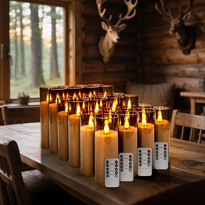 24-Pack Grey LED Flameless Pillar Candles - Image 6