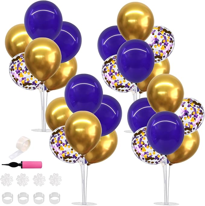 TONIFUL Purple Gold Balloon Centerpieces by TONIFUL