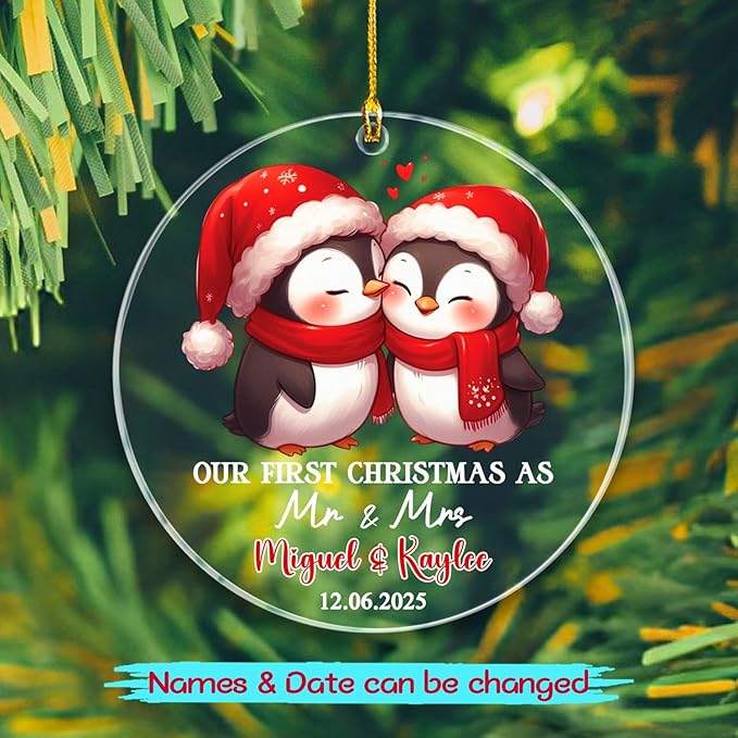 Custom 1st Christmas As Mr & Mrs Ornament Gift - Image 2