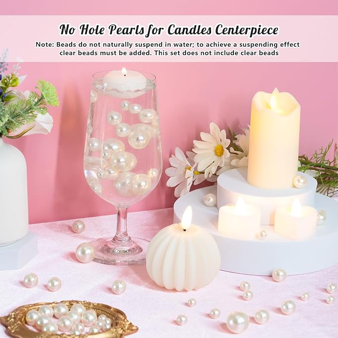 300Pcs Pearl Vase Filler, Ivory No Hole Faux Pearl Beads - Image 5