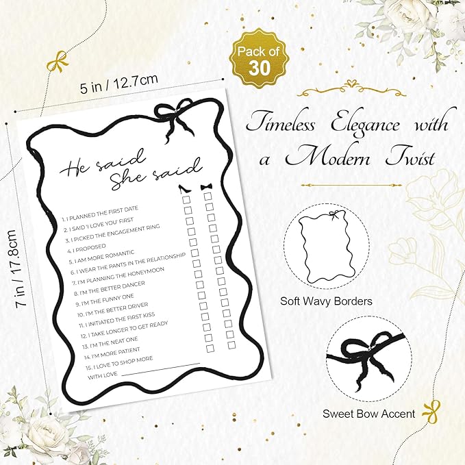 DEEKA 30 PCS Bridal Shower Games Card - Image 2