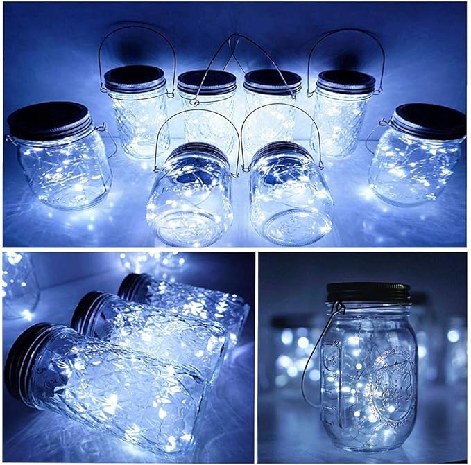 SunKite Solar Mason Jar Lights, 12 Pack 30 LED Waterproof Fairy Firefly Jar - Image 6