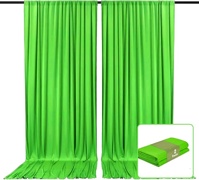 2 Panels Green Backdrop Curtain, 10 x 10 Feet Background Curtains by Zankubom