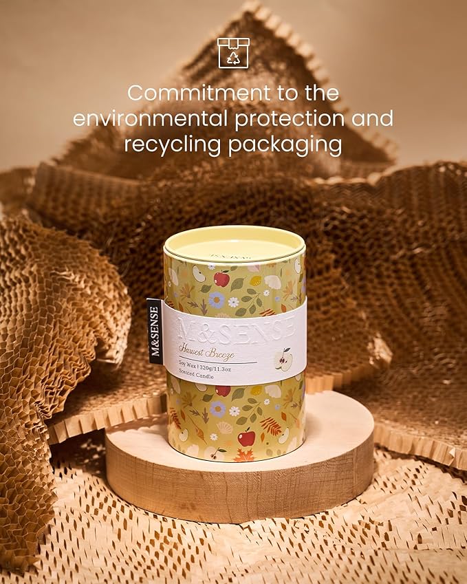 M&SENSE Harvest Breeze Scented Candle, Medium Jar Candle 11.3oz Natural Soy Wax - Image 5