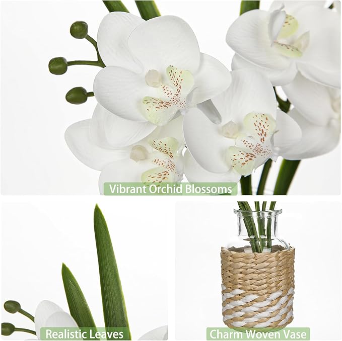 White Orchids Artificial Flowers - Image 3
