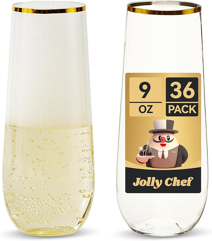 JOLLY CHEF 36 Pack 9 Oz Plastic Champagne Flutes by JOLLYCHEF