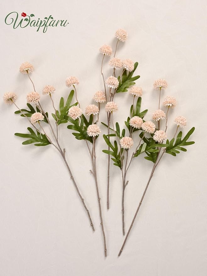 Waipfaru 10pcs Fake Silk Pompon Mum Artificial Flowers, Bulk Faux Mini - Image 7