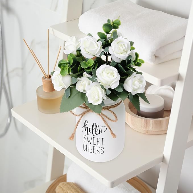 XunYee Farmhouse Bathroom Decor Hello Sweet Cheeks Sign Mason Jar - Image 6