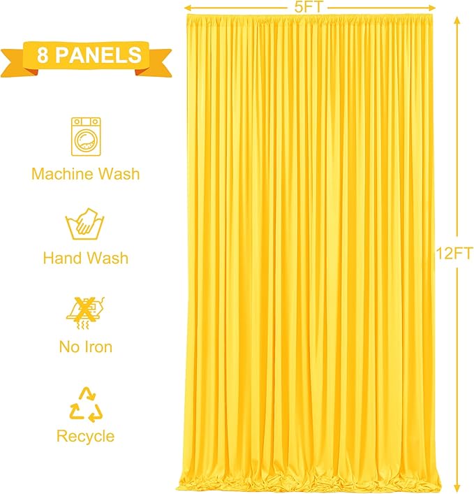 40ft x 12ft Yellow Backdrop Curtains Wrinkle Free Backdrop Curtain - Image 5