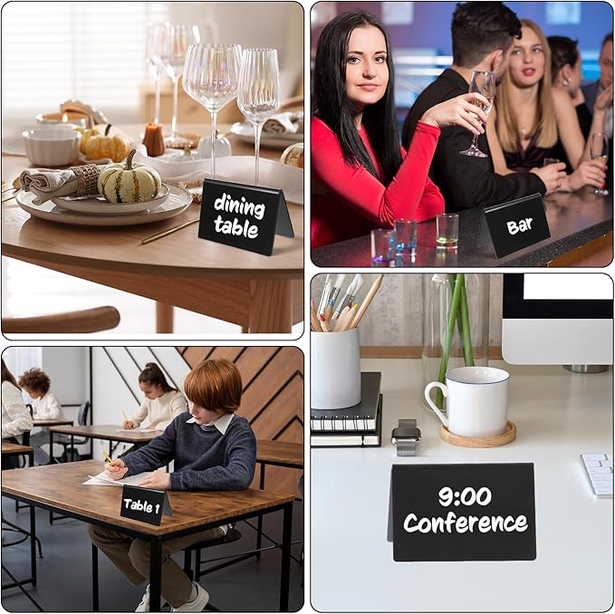 20 Packs Acrylic Mini Chalkboard Sign Black Food Labels Name Tags - Image 3