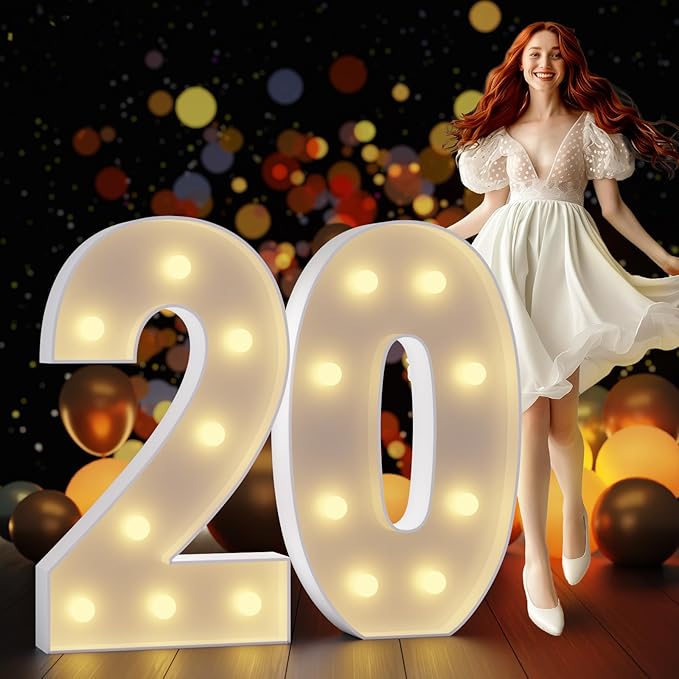 Marquee Numbers 3 Feet Tall Large Light Up Numbers 20th Birthday Decorations by Letsmakeitimpressive