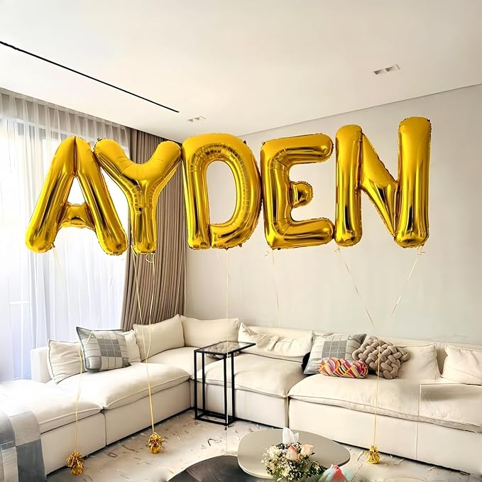 40 Inch Giant Alphabet W Customize Balloons, Large Self Inflating Gold Letter - Image 3