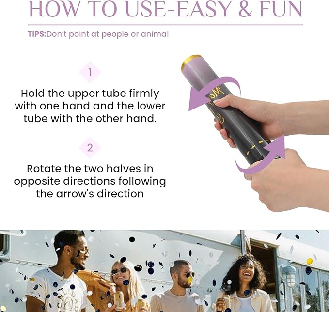 Confetti Cannon Black Gold 12 Pack Confetti Poppers 12 inch Celebrate Party - Image 3