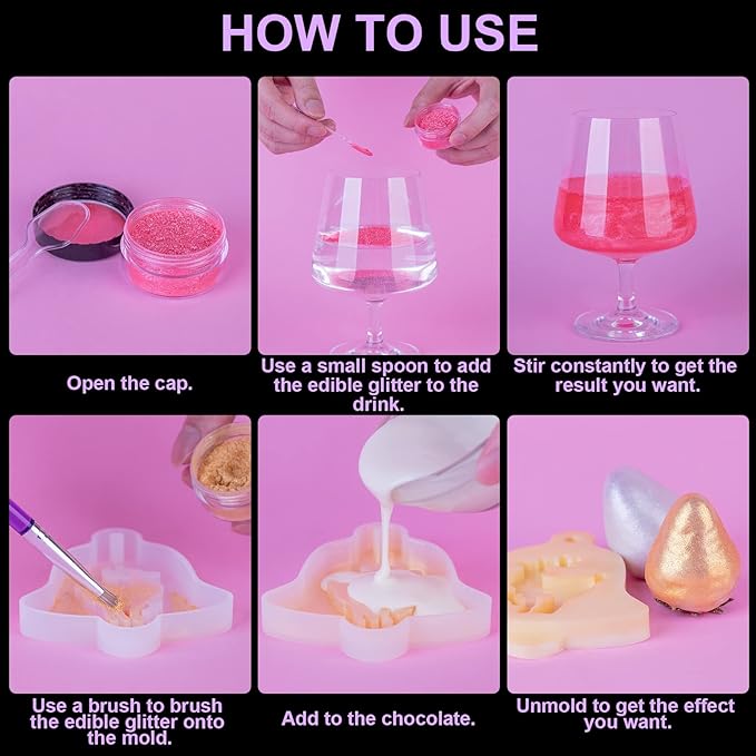 Edible Glitter - 10 Colors Luster Dust Edible Set - Image 3